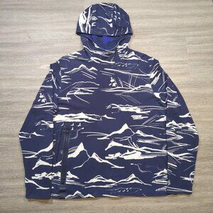 Greyson Men's XL Lake Como Pullover Hoodie Golf Casual Blue White Graphic Wolf